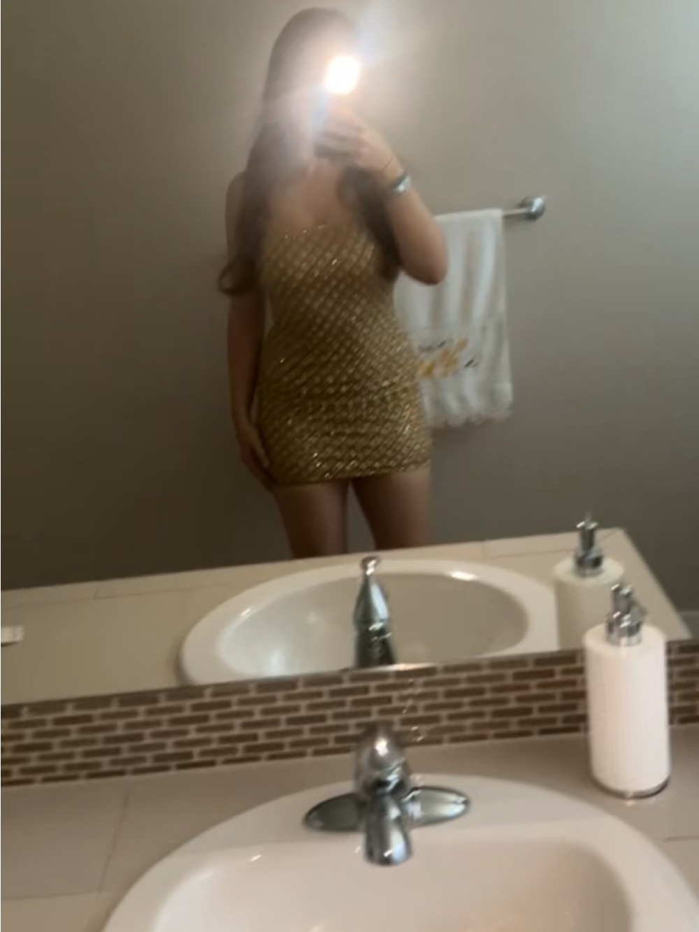 Fashion Nova Gold Sequin Mini Dress
